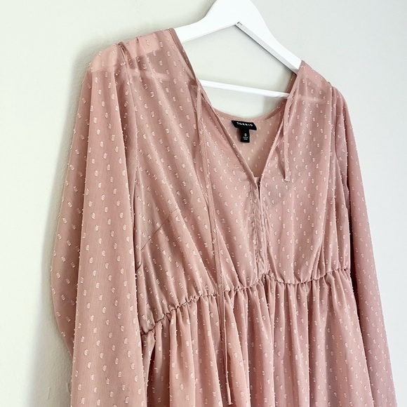 Torrid Women’s Clop Dot Tie Babydoll Top‎ in Blush Pink Size Large 12-14 - Picture 6 of 12